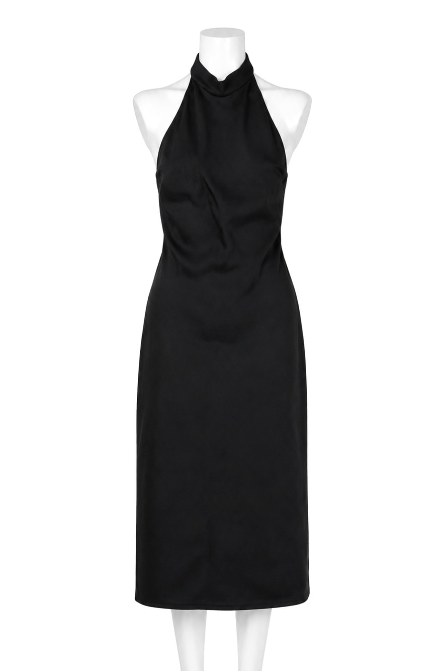St John Wool Knit Halter Open Back Evening Vintage Dress New